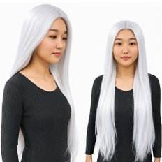 Hear Wear Long Silver-haired Ghost Cosplay Dress White Horror Ware pour Halloween pour accessoires de perruque - Product Image 1