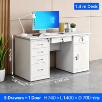 Bureau de travail ergonomique moderne en acier laminé à froid durable de 1600 mm avec tiroirs à verrouillage sécurisé et poignée en alliage d'aluminium, table d'ordinateur de bureau