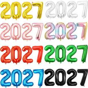 Set di Palloncini in Foil Numero 2027 <span class=keywords><strong>da</strong></span> 16, 32 e 40 Pollici, Decorazioni per Feste di <span class=keywords><strong>Capodanno</strong></span>, Regali per Bambini, Palloncini Digitali in Foil - Product Image 1
