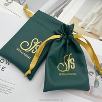 Pochette en cuir de luxe durable avec logo personnalisé, petite pochette pour bijoux, cosmétiques, rangement, pochette anti-poussière, sac à cordon en cuir PU