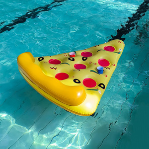 Colchoneta inflable flotante con forma de pizza, tumbona acuática de verano para adultos, cama flotante colorida para entretenimiento, soporte para piscina. - Product Image 4