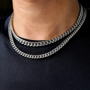 Hiphop design stainless steel 4mm 5mm 6mm 8mm Miami Cuban link chain necklace for pendants jewelry making