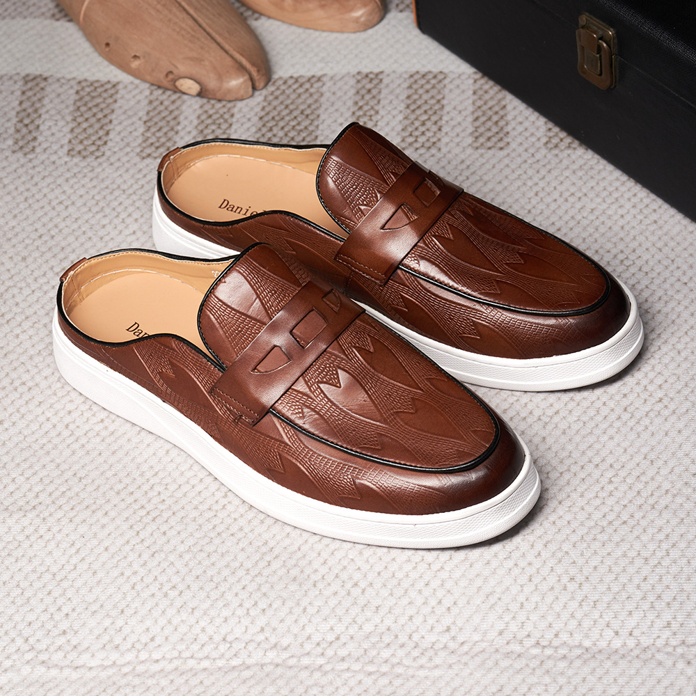 Sh10972a Italian Leather Half Shoes for Men - Fashion & Comfort