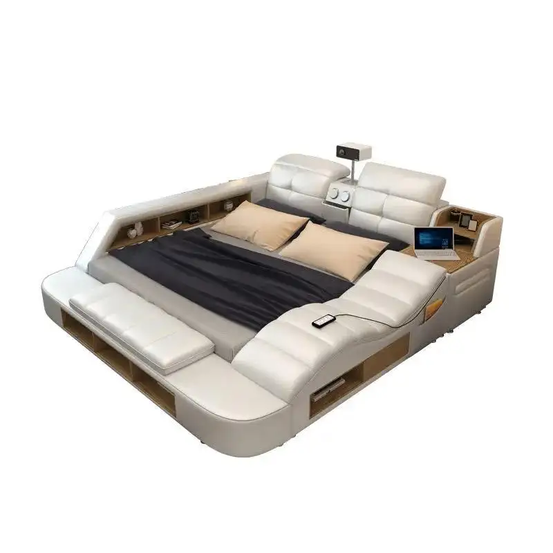 Smart up-holstered beds multifunction bed with storage and massage bedroom furniture smart beds