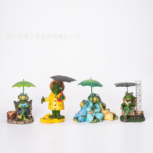Ensemble de figurines de grenouilles en forme de parapluie, décorations de jardin et de cour extérieures, en résines synthétiques peintes, autoportantes - Product Image 4