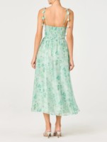 Vestido Midi Casual de Verano, Sólido, de Rayón, con Estampado Digital, Lavable, con Cintura Natural, Floral 3D