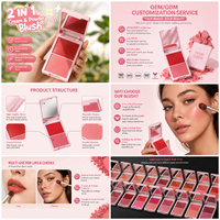 Palette de fard à joues 2 en 1 hautement pigmentée, palette de maquillage pour le visage, fard à joues crème et poudre, marque privée