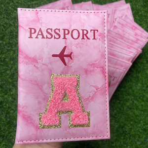 Popular Travel Airplane Essentials <strong>Passport</strong> Cover with Initial Monogram Chenille Letters <strong>Pink</strong> <strong>Passport</strong> Cover Book <strong>Holder</strong> - Product Image 3