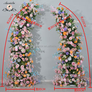 Moderno al aire libre colorido Rosa artificial cuerno flor arco soporte arreglo Floral conjunto boda fiesta evento telón de fondo Decoración - Product Image 5