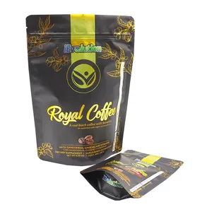 食品级定制设计绿色三通铝箔抹茶包装袋咖啡粉抹茶包装