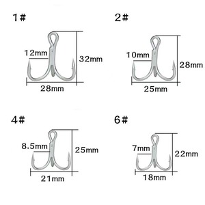 <span class=keywords><strong>Tres</strong></span> anzuelos 4 <span class=keywords><strong>veces</strong></span> reforzados, <span class=keywords><strong>tres</strong></span> anzuelos de anclaje chapados en Estaño con anzuelo de hierro con púas, equipo de pesca - Product Image 4
