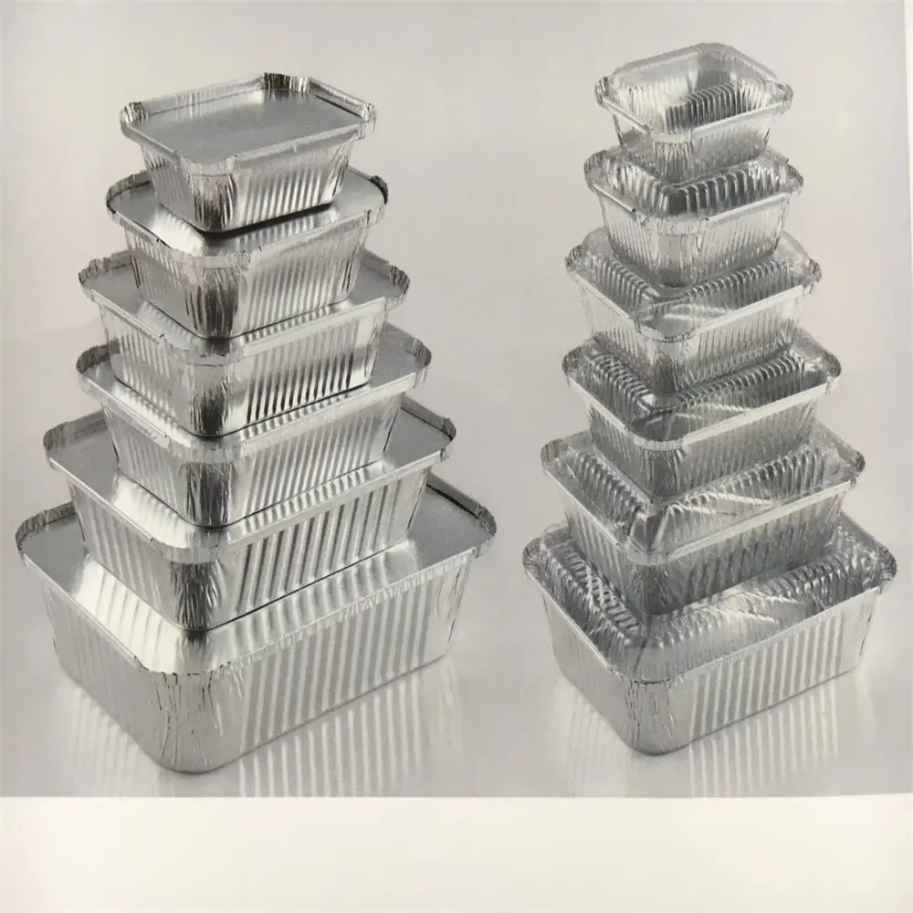 Envases de aluminio reciclables con logotipo de tamaño de forma personalizada para bandeja de papel de aluminio de un solo uso