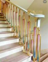 Rampe d'escalier en verre coloré Copper Mansion, modèle aluminium, escaliers de villa, luxe léger, moderne, minimaliste, en alliage aluminium-magnésium