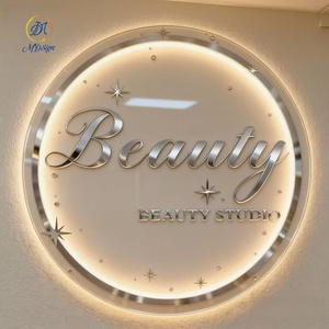 Beauty Salon Custom Led Backlit Signboard Illuminated Signage Custom <strong>Wall</strong> 3d Light <strong>logo</strong> Metal Business Sign for Shop Decoration - Product Image 3