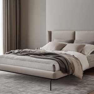 Luxury Upholstered Modern Velvet Fabric <b>Full</b> Size <b>Bed</b> Frame Eco-friendly Wooden Materials Customizable Sizes <b>for</b> Apartment Hotel - Product Image 5