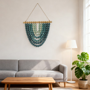 Nuovo Modello Decorativo da <span class=keywords><strong>Parete</strong></span> in Stile Nordico con <span class=keywords><strong>Perline</strong></span> Blu Sfumate a Forma <span class=keywords><strong>di</strong></span> Triangolo, Corda <span class=keywords><strong>di</strong></span> Canapa e <span class=keywords><strong>Perline</strong></span> in Legno per Casa e Guesthouse - Product Image 3