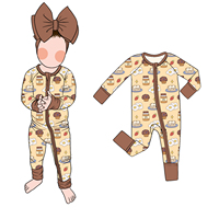 Vente à chaud Barboteuse en bambou pour garçons Nouveau design Combinaison à fermeture éclair avec impression spéciale OEM Baby Jammies pour le printemps