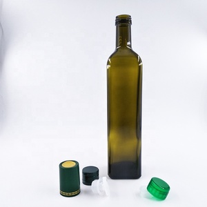 Bouteille Distributrice <span class=keywords><strong>d</strong></span>'Huile <span class=keywords><strong>d</strong></span>'Olive et de Vinaigre en Verre Coloré de Qualité Alimentaire avec <span class=keywords><strong>Bouchon</strong></span> à Vis, 250ml, 500ml, 750ml, pour la Cuisine, Vente en Gros - Product Image 3