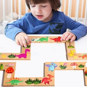 Vente en gros de puzzles en bois Montessori, jouets éducatifs pour enfants, <span class=keywords><strong>jeu</strong></span> de dominos, blocs de construction empilables pour enfants - Product Image 2