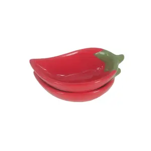 Dekorative Produkte Keramik Chili Pfeffer Form Gericht kleine stapelbare Dip Salsa Schüssel Set Keramik Geschirr