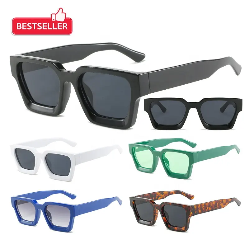 2022 New York hot fashion brand designer gafas de sol custom logo uv400 black thick square millionaire sunglasses for men