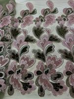 Tissu KC multicolore en velours 3D floral perlé, dentelle en tulle, maille ornée de strass pour robe de soirée de mariage africaine