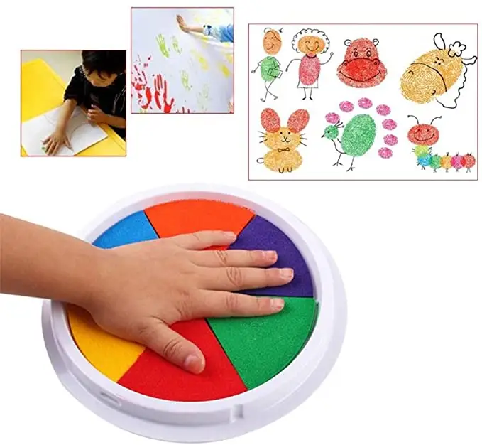 Children's Finger Painting 6 Colors Ink Pad Stamps Toys DIY Craft Cardmaking Round Kids Education Drawing Interactive Toys