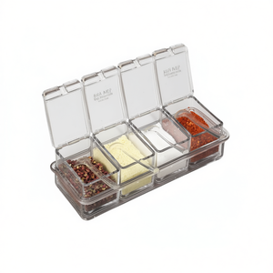 Organizador de Especias Acrílico Myrva, 6 Compartimentos, Transparente, Apilable, para Especias y Condimentos - Product Image 1