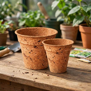 Pot en fibre de coco de qualité supérieure, design bohème, fabriqué à 100 % à partir de fibres de coco naturelles et biodégradables (17 cm x 15 cm) cocopot - Product Image 1