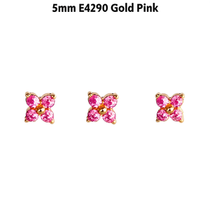 E4290 Orecchini a lobo con fiore da 5 mm in lega di zinco oro rosa, gioielli da donna, idea regalo - Product Image 1