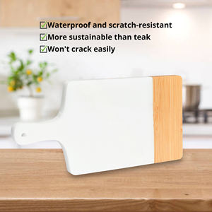 Tabla de cortar de bambú de dos tonos grande de primera calidad, bloques de cortar con asa para frutas, carne, uso en la cocina - Product Image 3