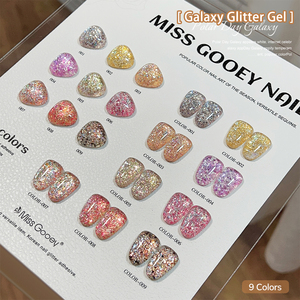Miss Gooey 9 couleurs Galaxy Glitter Gel Vernis à Ongles Set Usine Marque Privée Fournitures pour Ongles Salon Design Disco Gel Nail Art - Product Image 1