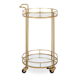 SWT China Kitchen <strong>Gold</strong> Metal Marble Push Wine Holder Serving Bar Cart <strong>Trolley</strong> With Wheel - Product Image 5