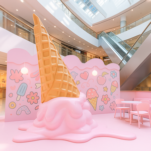 JingYue özel dev fiberglas boyalı dondurma koni heykel reçine sanat süs ticari iç pencere ekran için - Product Image 1