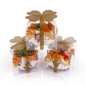 Cajas Para Pastel De Plastico şeffaf iyilik kutuları Cupcake şeker elma temizle düğün hediyesi kutuları plastik şeffaf küp kutuları