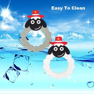 Promoción Grado alimenticio Calmante Bebés Dentición Dolor <span class=keywords><strong>Chupete</strong></span> <span class=keywords><strong>Cadena</strong></span> Fácil de sostener Oveja <span class=keywords><strong>Silicona</strong></span> Bebé Mordedor Anillo - Product Image 4