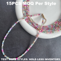 Collier de 15 perles de tourmaline naturelle vintage personnalisées, chaîne en acier inoxydable réglable, bijoux en pierres précieuses minuscules pour cadeau