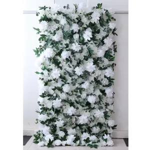 F175 ग्रीन शादी की सजावट सफेद गुलाब हरियाली पत्तियों को रोल अप