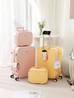 Valise d'avion Verage de chariot éminent de forme ronde jaune avec des ensembles de bagages de roue portent le sac de chariot pour des femmes