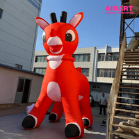 Mascotte gonflable géante personnalisée de cerf rouge de 5 m avec lumière LED pour la promotion d'événements