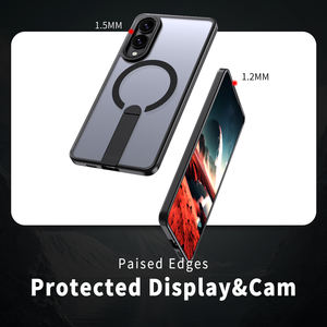 Étui de téléphone magnétique en métal pour Galaxy <span class=keywords><strong>S22</strong></span> / S23 / S24 / S25 Series, coque de protection semi-transparente avec support - Product Image 3