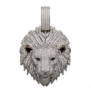 Pendentif Tête de Lion en Argent Sterling 925 avec Moissanite, Breloque Animale Sertie de Pierres, Plaqué Rhodium, Style Hip Hop, Unisexe, Cadeau de Fête, Bijou - Product Image 4