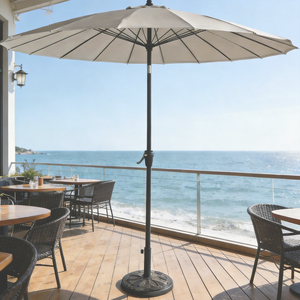 Modern Ekstra Büyük UV Koruyucu Rüzgar Geçirmez Veranda Şemsiyesi Açık Hava Şemsiyesi Havuz Kenarı Yuvarlak Bej Krank Kolu - Product Image 5