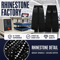 Jeans baggy pour homme personnalisés avec strass, pantalon en denim noir à jambes larges entièrement orné, fabricants de marques privées