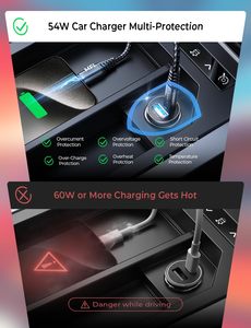 Chargeur de voiture USB double port LISEN 54W haute puissance, adaptateur Type C mini en métal pour allume-cigare, pour la <span class=keywords><strong>charge</strong></span> de téléphone en conduite - Product Image 3