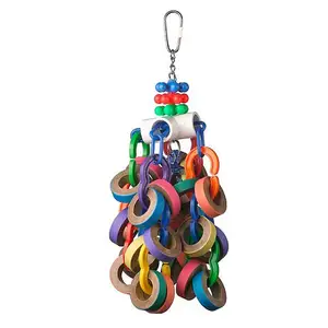Top Safe Material Climbing Parrot Colorful Bird Swing Chewing Hanging Perches Accessories Parrot Wooden Chewing Toys For Birds