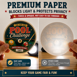 Cartes de jeu écologiques personnalisables à déchirer, à fenêtre unique, de forme ronde, avec languettes de tirage - Product Image 5