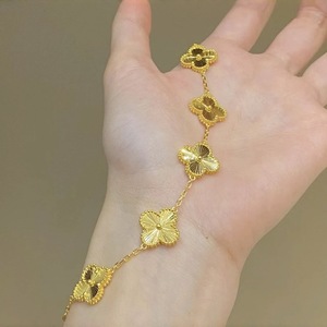 Nuovo Braccialetto da Donna in Lega Dorata a Forma di <span class=keywords><strong>Quadrifoglio</strong></span> - Accessorio Regalo per San Valentino e Festival Qixi - Product Image 6