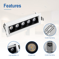 Lámpara de Techo LED Lineal Empotrada de Aluminio de 5W con Múltiples Cabezales, Popular para Interiores