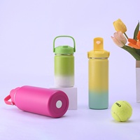 Botella de Agua de Boca Ancha con Tapa Personalizable de 16 oz, Botella de Viaje Aislada al Vacío de Acero Inoxidable, Recipiente Reutilizable para Bebidas, Logotipo Personalizado OEM